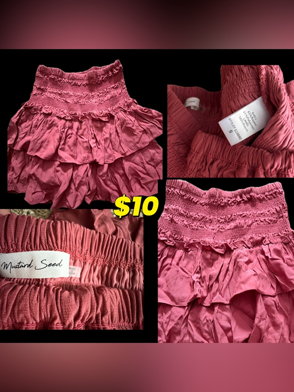 Mustard Seed Pink Ruffled Mini Skirt